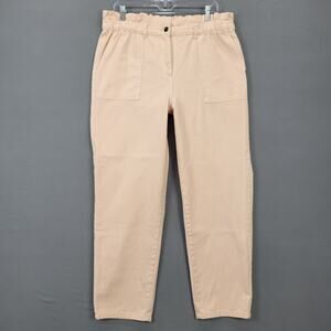 Liz Claiborne Light Pink Jeans Stretch Elastic Ruffled Waist Women Size 12 Denim